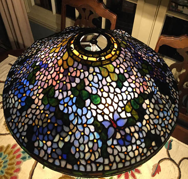 Anthony Hart Blue Floral Cone Table Lamp