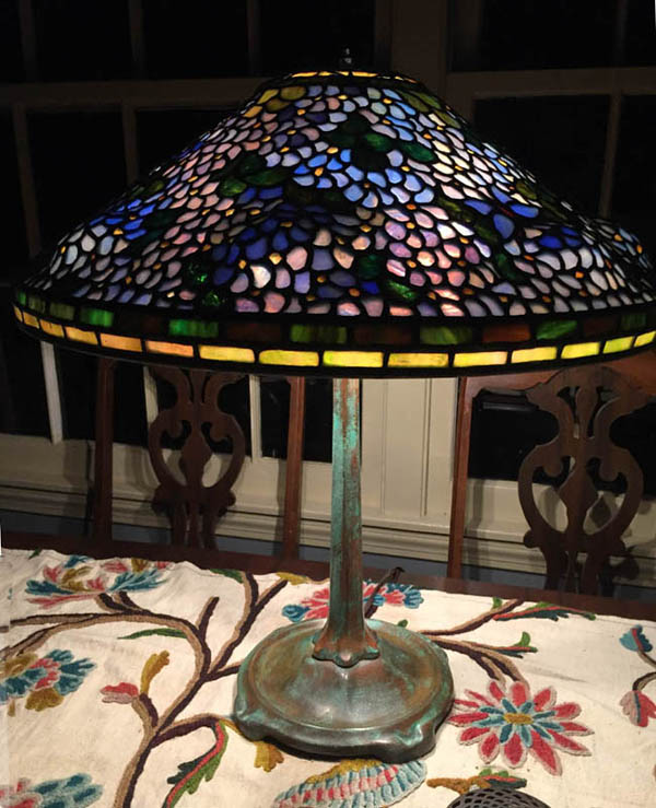 Anthony Hart Blue Floral Cone Table Lamp