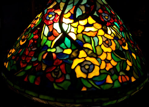 Anthony Hart Pansy Leaded Glass Lamp