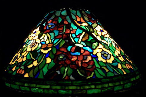 Anthony Hart Pansy Leaded Glass Lamp