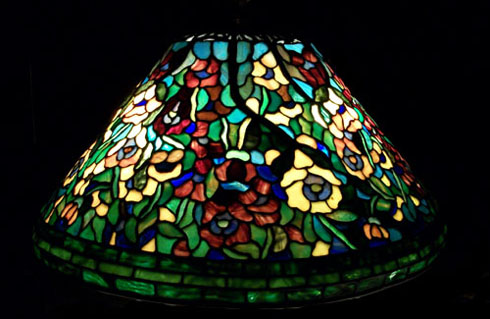 Anthony Hart Pansy Leaded Glass Lamp