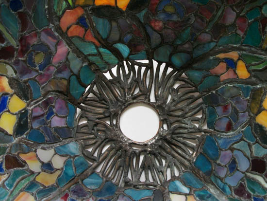 Anthony Hart Pansy Leaded Glass Lamp