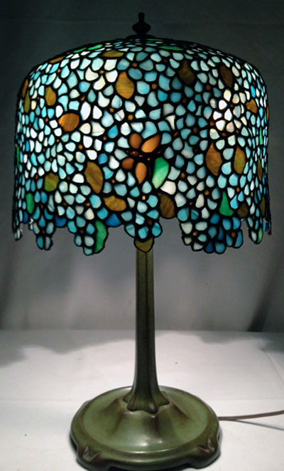 Anthony Hart Blue Floral Leaded Lamp