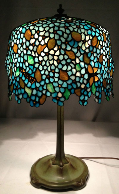 Anthony Hart Blue Floral Leaded Lamp