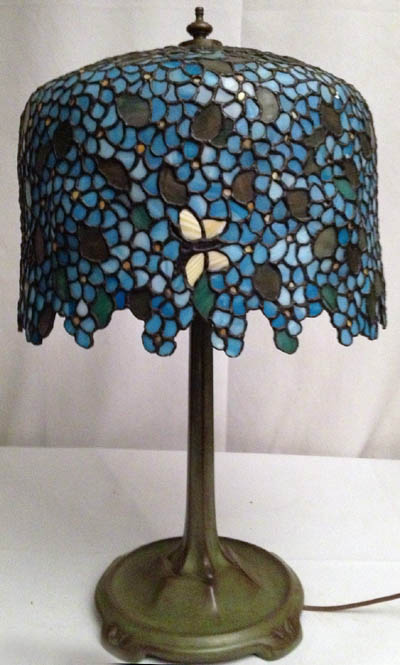 Anthony Hart Blue Floral Leaded Lamp