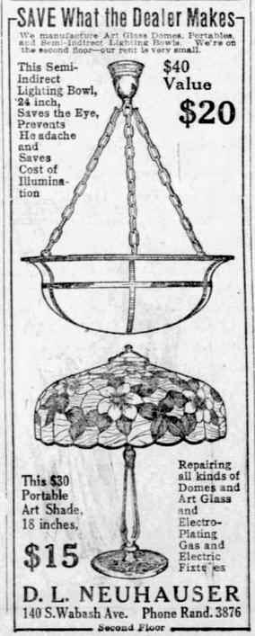 Neuhauser Lighting Advert, Chicago Tribune 1913