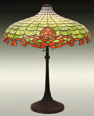Amboy Works Floral Leaded Glass Table Lamp