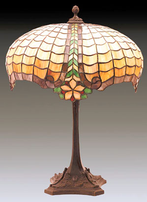 Amboy Works Floral Leaded Glass Table Lamp