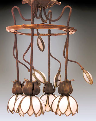 American Leaded Glass Lotus Chandelier