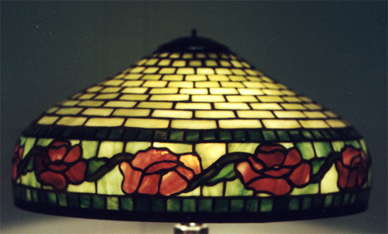 American Leaded Glass Floral Border Table Lamp