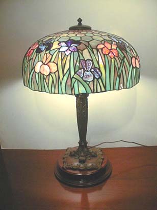 American Iris Leaded Glass Lamp