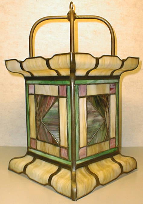 American Leaded Glass Gas Lantern