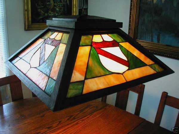 American Arts and Crafts Leaded Glass Chandelier