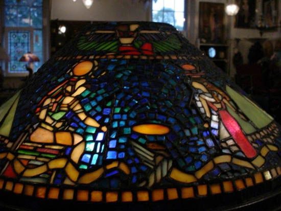 American Mosaic Leaded Lamp, Egyptian Motif