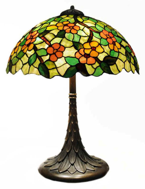Suess (Attr.) Ornamental Glass Company Floral Table Lamp