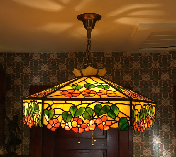 American Floral Leaded Glass Chandelier