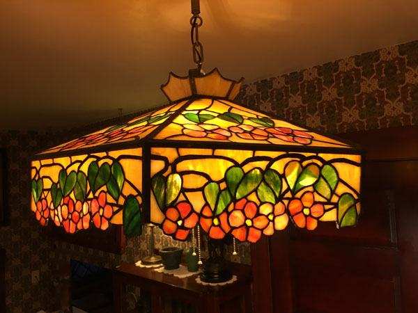 American Floral Leaded Glass Chandelier