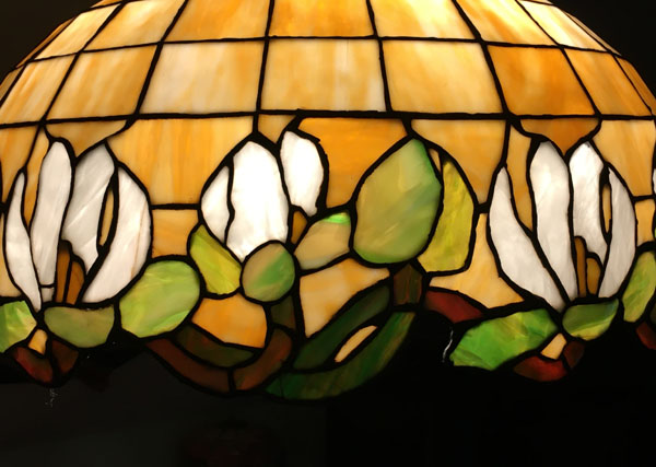 American Leaded Glass Chandelier, Lily Border