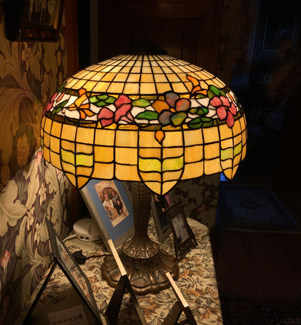 American Leaded Glass Chandelier, Lily Border