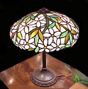 American Floral Leaded Glass Table Lamp