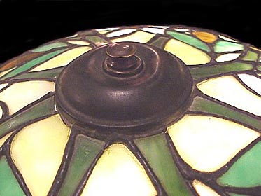 American Floral Leaded Glass Table Lamp