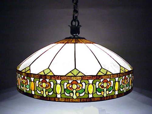 Wilkinson (Attr) Stylized Leaded Glass Chandelier