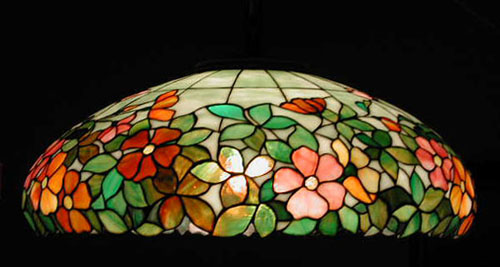 American Dogwood Leaded Glass Floor Lamp
