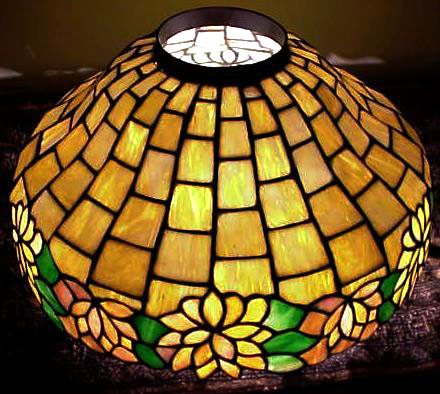 American Floral Border Leaded Glass Chandelier