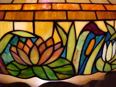 American Lily Border Leaded Glass Chandelier