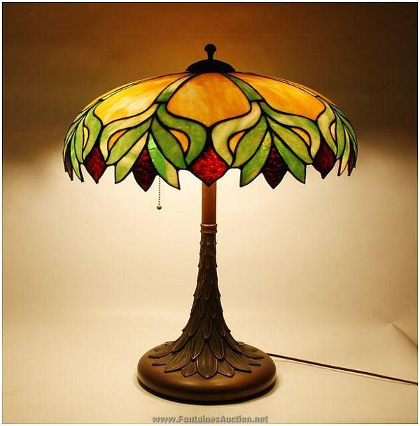 Suess (Attr.) Leaded Bent Panel Table Lamp
