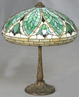 Amboy Works Floral Leaded Glass Table Lamp