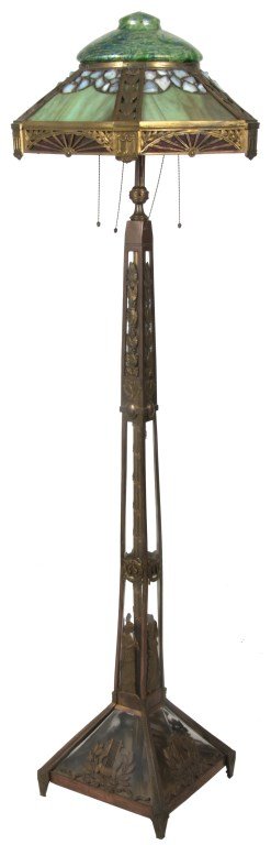 Austrian Leaded Glass and Bronze Floor Lamp