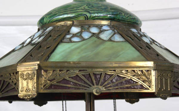 Austrian Leaded Glass and Bronze Floor Lamp