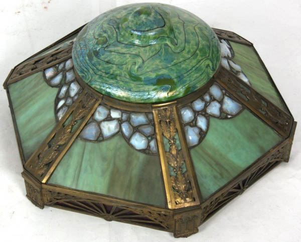 Austrian Leaded Glass and Bronze Floor Lamp