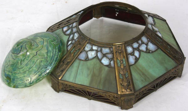 Austrian Leaded Glass and Bronze Floor Lamp