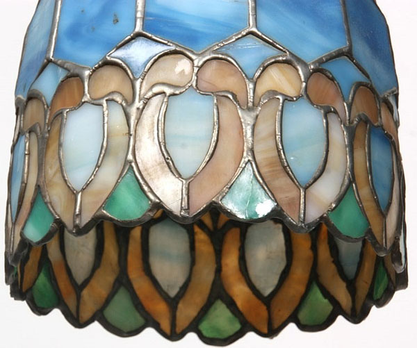 Duffner and Kimberly, Blue Leaded Glass Chandelier