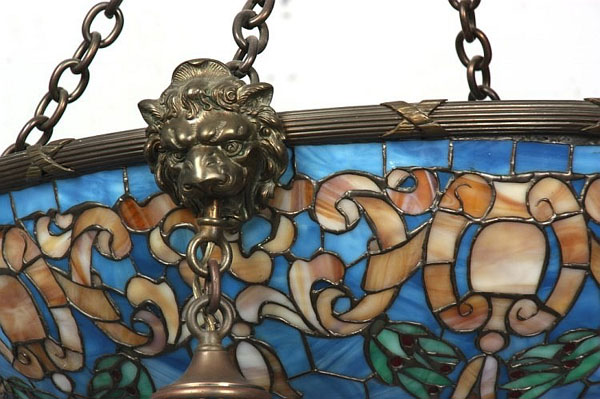 Duffner and Kimberly, Blue Leaded Glass Chandelier