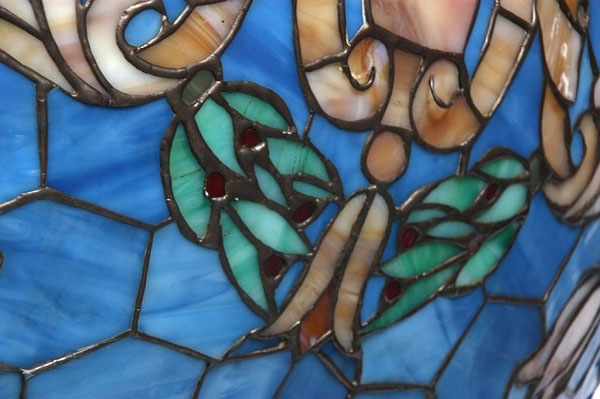 Duffner and Kimberly, Blue Leaded Glass Chandelier