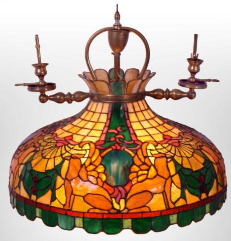 Kramer Bothers Leaded Glass Griffon Chandelier