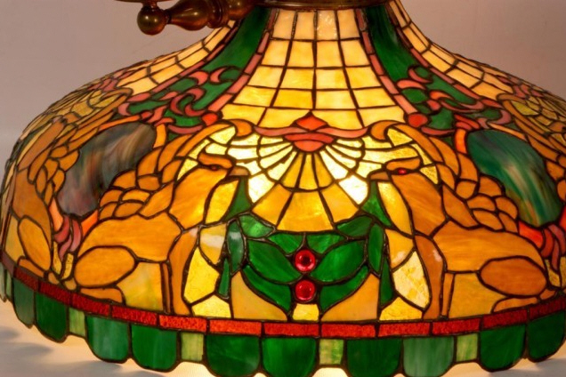 Kramer Bothers Leaded Glass Griffon Chandelier