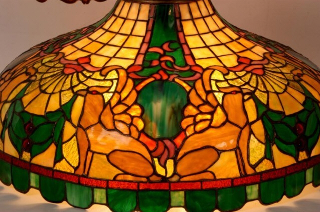Kramer Bothers Leaded Glass Griffon Chandelier