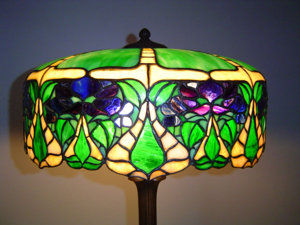 J A Whaley Stylized Floral Leaded Lamp
