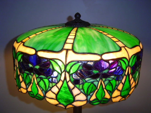 J A Whaley Stylized Floral Leaded Lamp