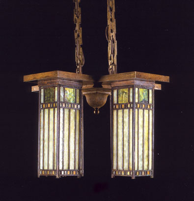 Giannini and Hilgart Leaded Glass Ceiling Fixture, Circa 1905