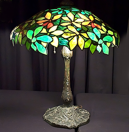 Amboy Works Floral Leaded Glass Table Lamp