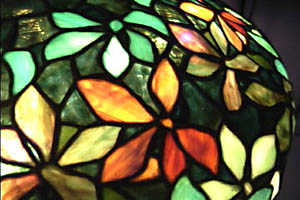 Amboy Works Floral Leaded Glass Table Lamp