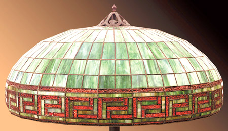 American Greek Key Leaded Glass Floor Lamp