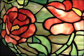 Unique Art Glass and Metal Co, Poppy Leaded Lamp