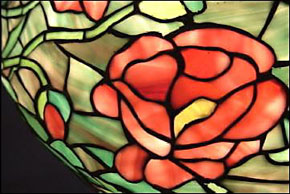 Unique Art Glass and Metal Co, Poppy Leaded Lamp