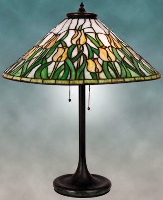 Unique Art Glass and Metal Co, Tulip Leaded Lamp